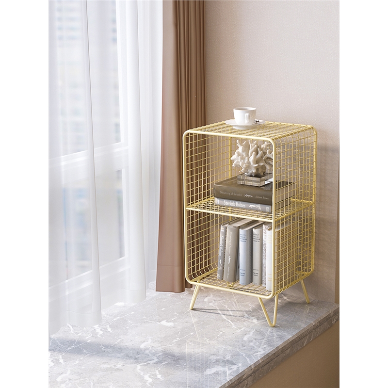 简约现代卧室铁艺飘窗柜子阿斯卡利客厅落地沙发边置物架ins书架装饰