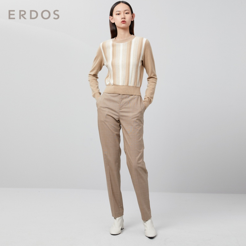 ERDOS 20春夏通勤百搭棉质女长裤简约舒适