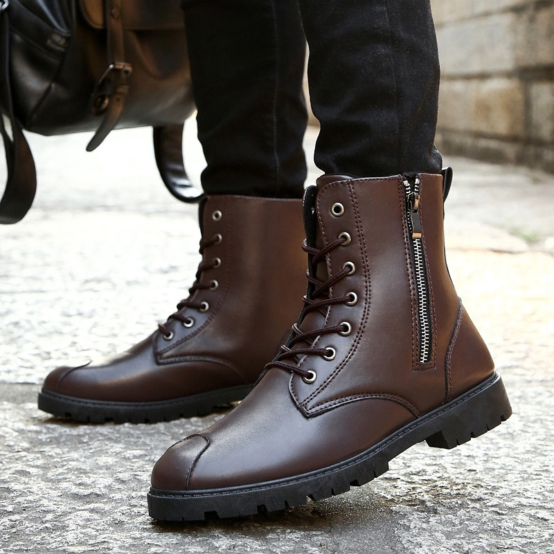 秋季马丁靴男靴子高帮英伦风皮靴沙漠短靴复古男士韩版工装靴