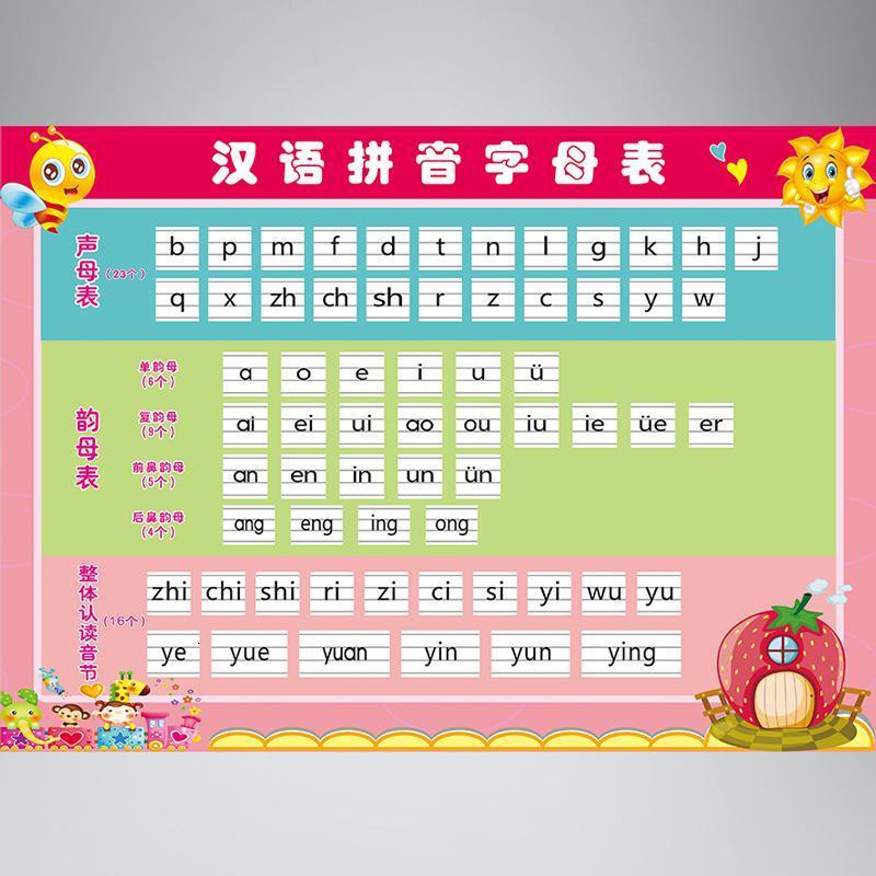 26个汉语拼音字母表墙贴 幼儿园一年级小学生声母韵母自粘全套