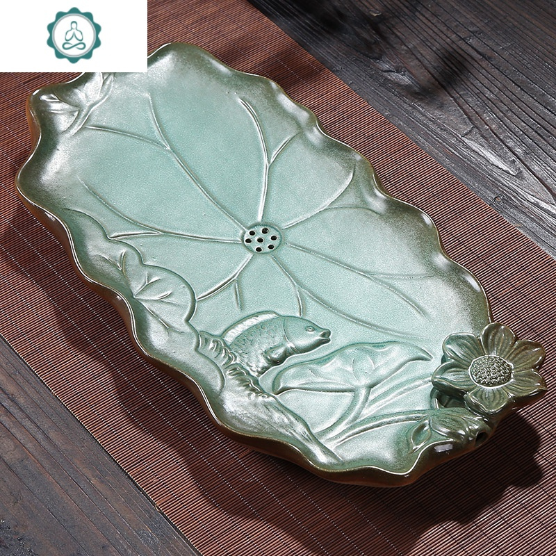 陶瓷茶盘储水排水两用干泡茶盘泡茶台简约家用功夫茶具托盘中式盘 封