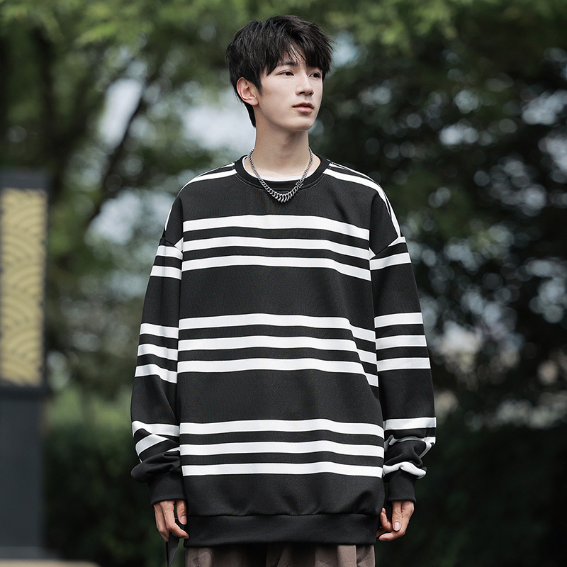 狮臣SHICHEN 2023年秋季新款男士卫衣衣服青少年卫衣潮流百搭长袖圆领男装宽松时尚运动卫衣男