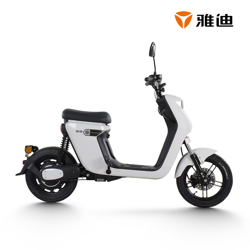 雅迪电动车新款欧致48V24ah锂电电瓶车踏板代步电动自自行车 男女通用 雪珠白