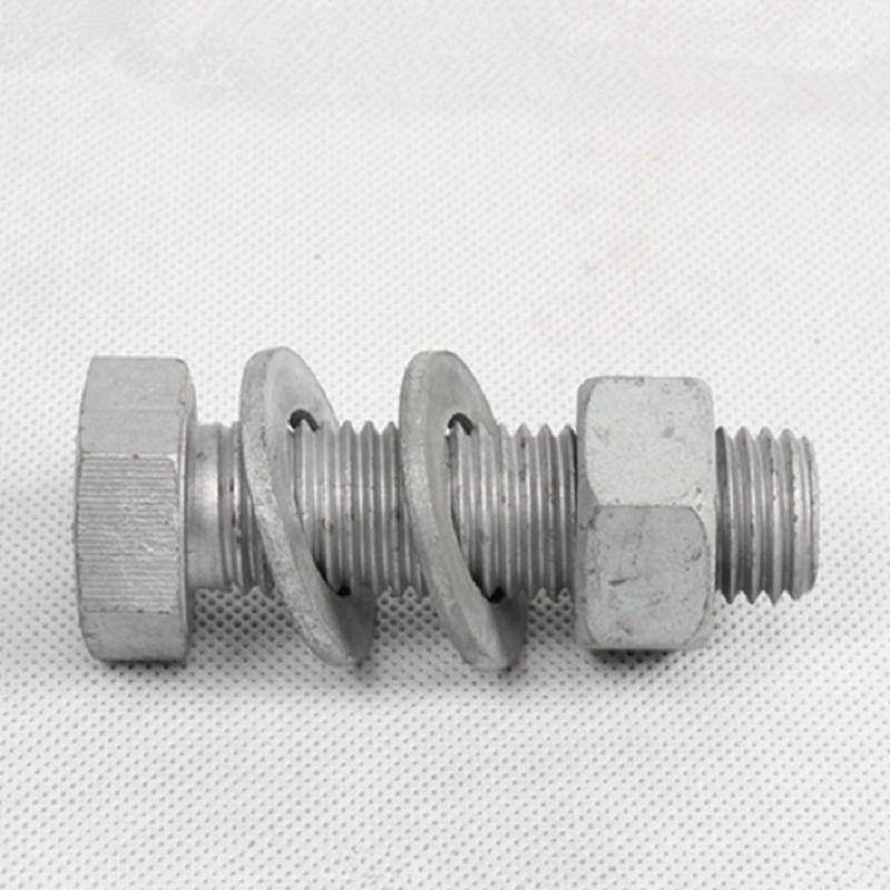 ZDET 普通镀锌螺栓 M18,110mm,钢,镀锌,配平垫弹簧垫螺母