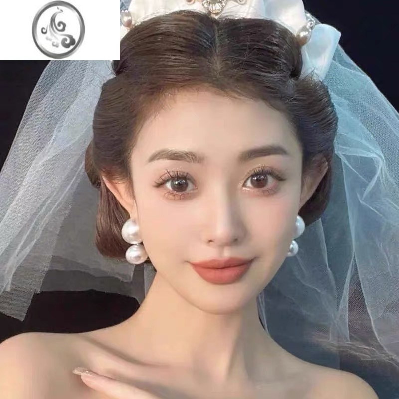 JiMi925银针复古赫本风大珍珠耳环新娘女高级气质名媛法式耳钉耳饰潮