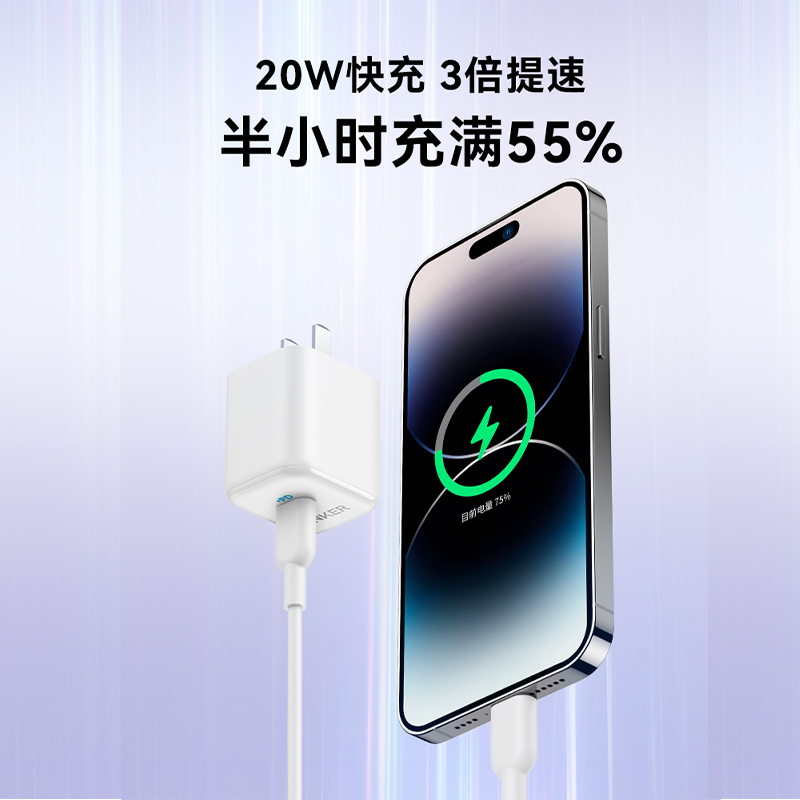 Anker安克20W充电器头适用于苹果8-14全系列iPad平板手表闪充typec快充头