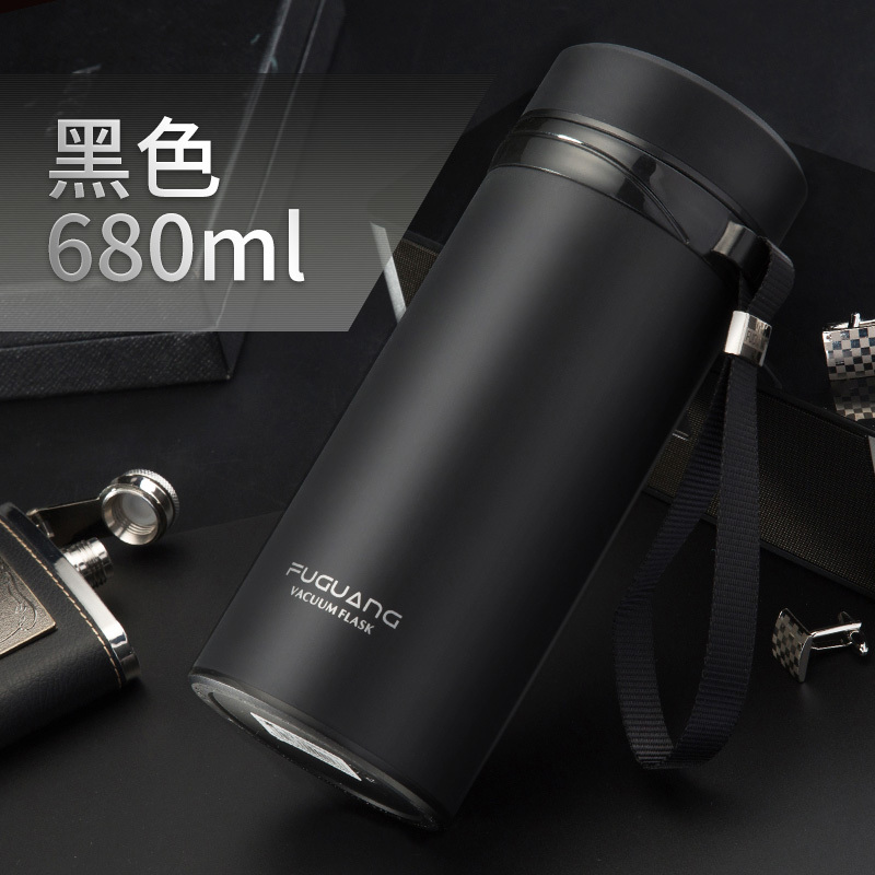 富光(FGA)保温杯大容量男女士便携家用水杯商务车载茶杯不锈钢杯子 黑色