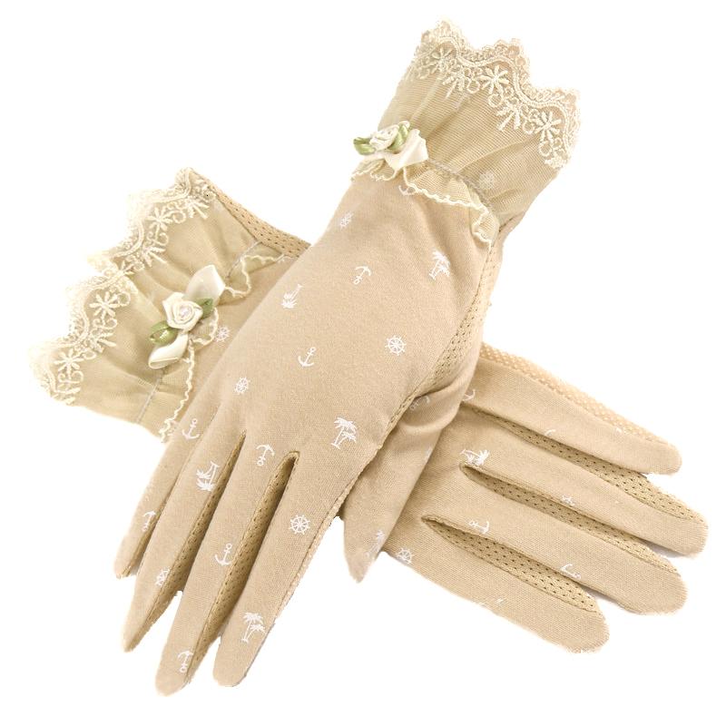 防晒手套女士超薄款夏天防紫外线骑车短纯棉夏季开车全指骑行透气