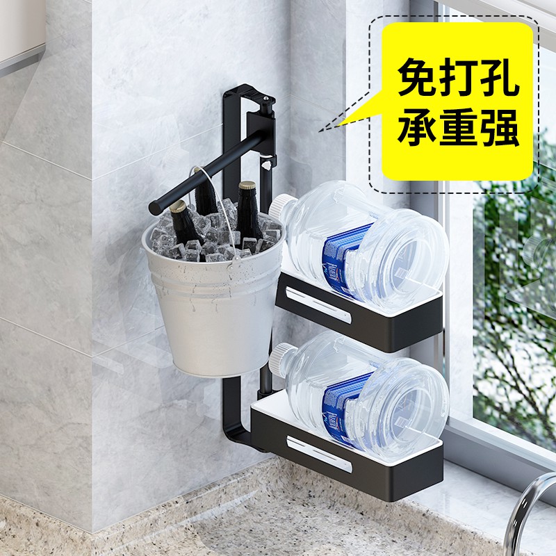 厨房置物架太空铝转角旋转壁挂式调味品调料架收纳架免打孔收纳层架 三维工匠高清大图