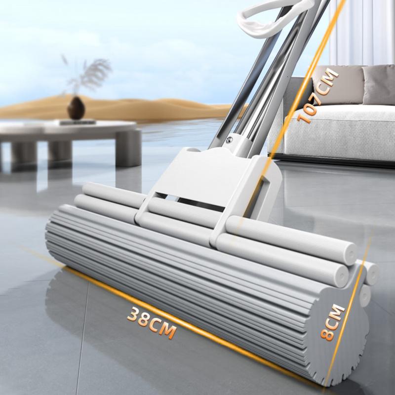 太太乐胶棉拖把 38CM+1棉头大号吸水海绵拖把滚轮式挤水家用墩布一拖净