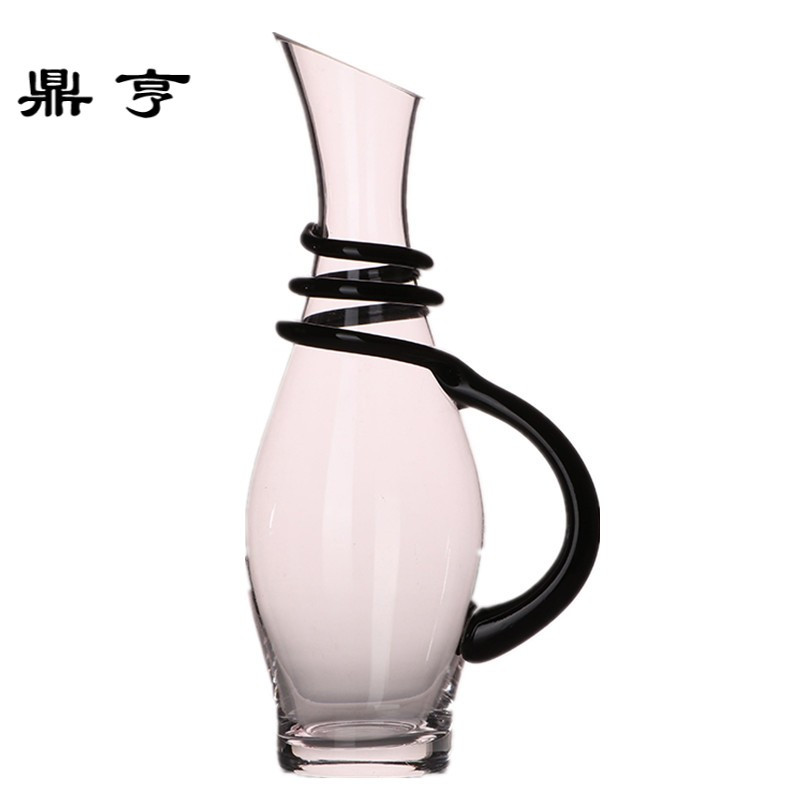 鼎亨新款玻璃红酒醒酒器 家用快速醒酒套装带把壶果汁瓶 个性酒壶