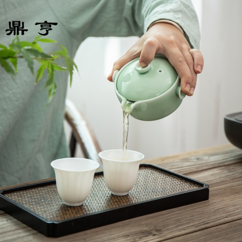 鼎亨青瓷手抓壶陶瓷功夫茶具小茶壶带过滤泡茶壶红茶壶铁观音壶