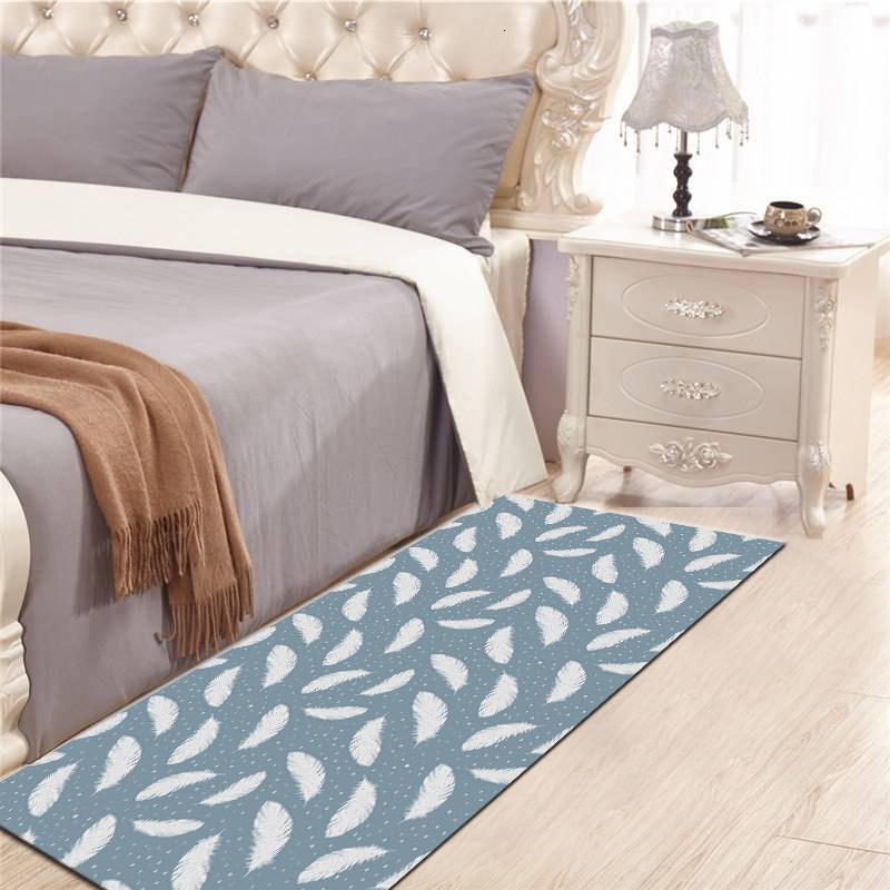 美帮汇卧室地毯ins风客厅沙发茶几垫北欧现代简约床边满铺房间地垫 温馨羽毛 1.6x2.3米（送门垫）