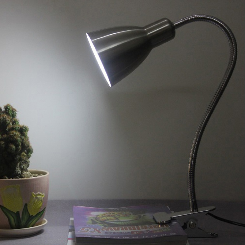 闪电客老式长臂led夹式子台灯书桌床头工作阅读学习化妆可调光螺口