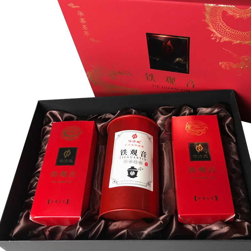 深圳华方苑茗茶直销双龙系列铁观音325g礼品大礼盒