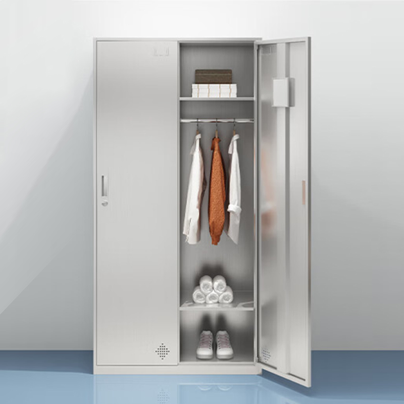 湘渭不锈钢更衣柜员工衣柜储物柜更衣室储物柜304二门更衣柜高清大图