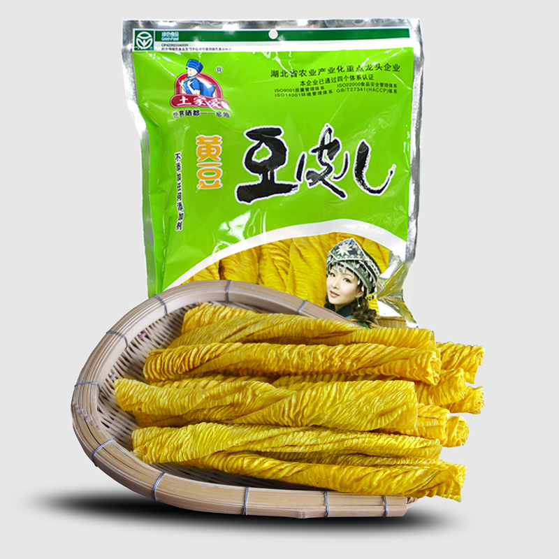 土家爱黄豆皮儿300g绿包装豆腐皮丝干豆皮恩施特产干货油豆皮批发豆制品蛋白肉腐竹凉拌菜