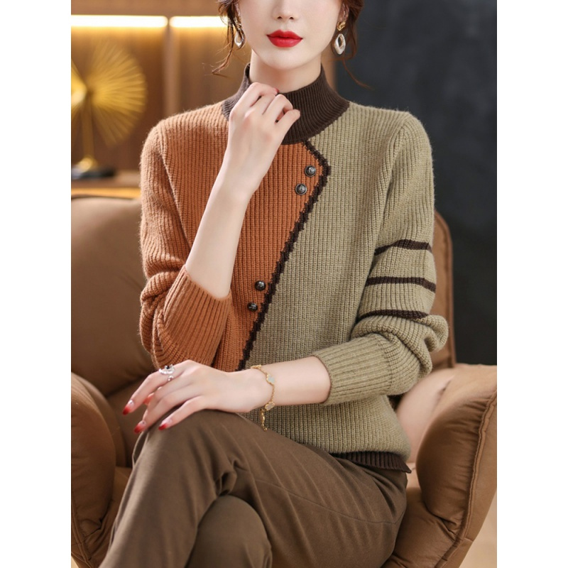 半高领毛衣女士短款上衣2022年新款洋气针织打底衫秋冬羊毛衫莎丞