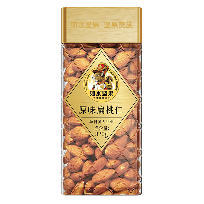 如水坚果炒货零食休闲食品 原味扁桃仁320g图片