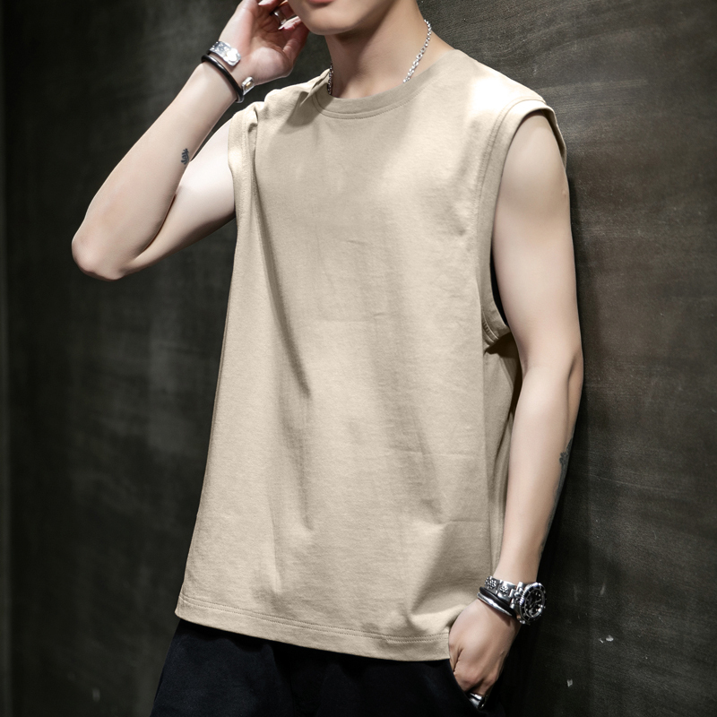 背心夏季男无袖t恤外穿潮流ins纯色气质简约健身跨栏篮球运动坎肩宽肩