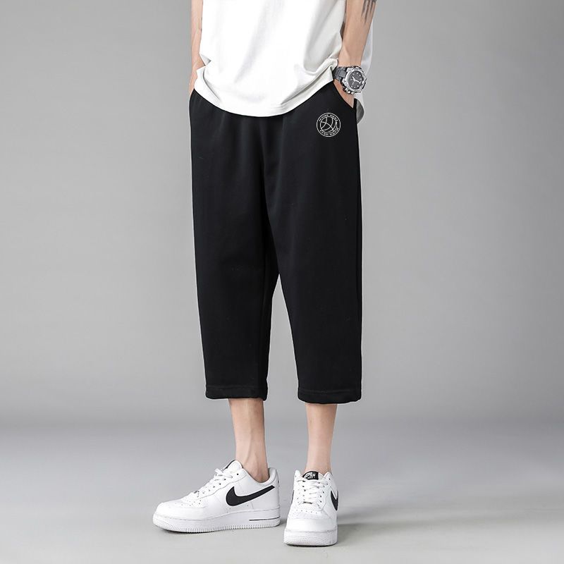 真维斯裤子男休闲卫裤夏季新款日系宽松百搭阔腿运动裤直筒七分裤