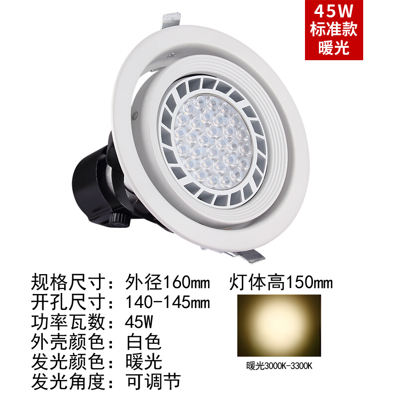 嵌入式大摇摆Par30射灯led天花灯珠宝灯服装店象鼻灯35w波迷娜BOMINA 标准45w白外壳/暖光(开孔14-14.5