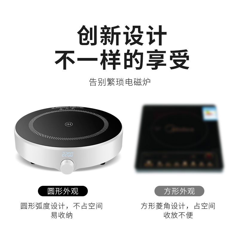圆形电磁炉家用迷你节能小型宿舍炒菜火锅一体电池灶套装|套餐2 珍珠白