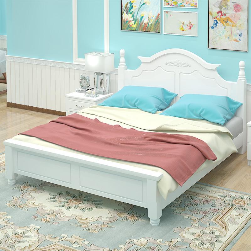 实木床现代简约欧式双人主卧韩式田园风格床公主床1.2/1.5/1.8米