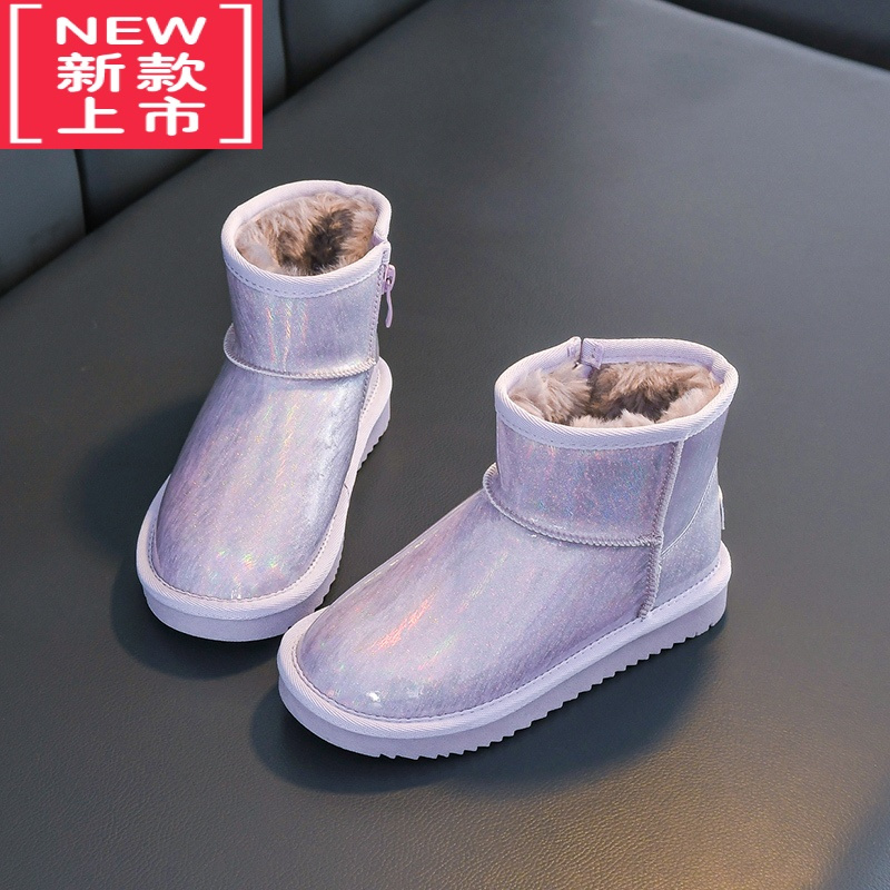 可莉允女童雪地靴2022年新款秋冬季儿童棉鞋加绒加厚女童短靴防水中大童
