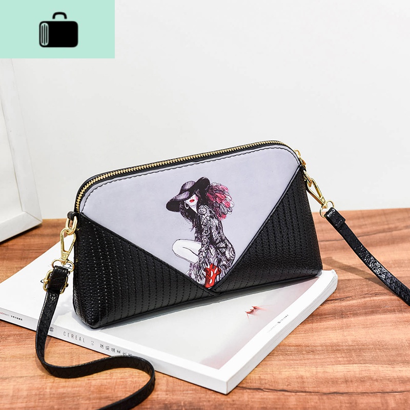 流行小包包女新款韩版时尚百搭女士印花个性单肩斜挎包贝壳零钱包NEWLAKE高清大图