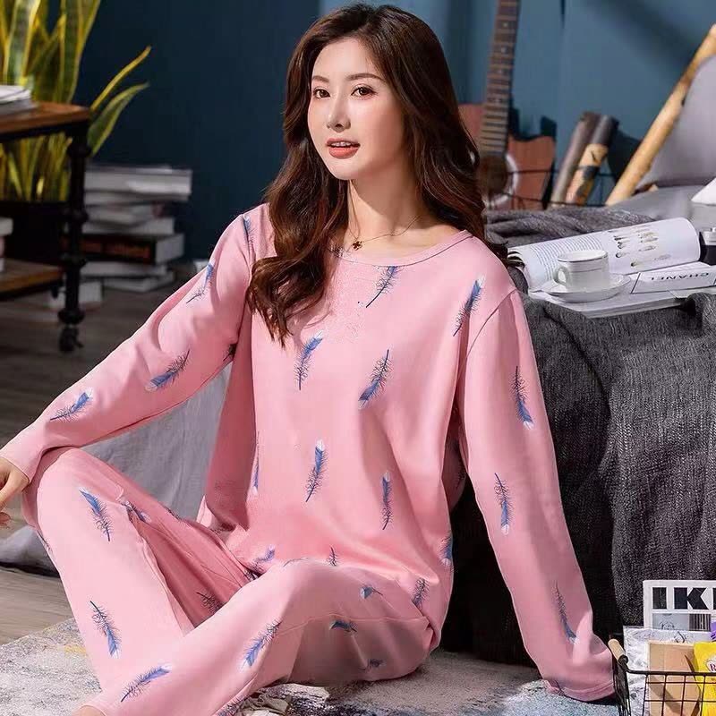 睡衣女长袖春秋款学生韩版可爱薄款宽松大码睡衣女冬季套装家居服图片