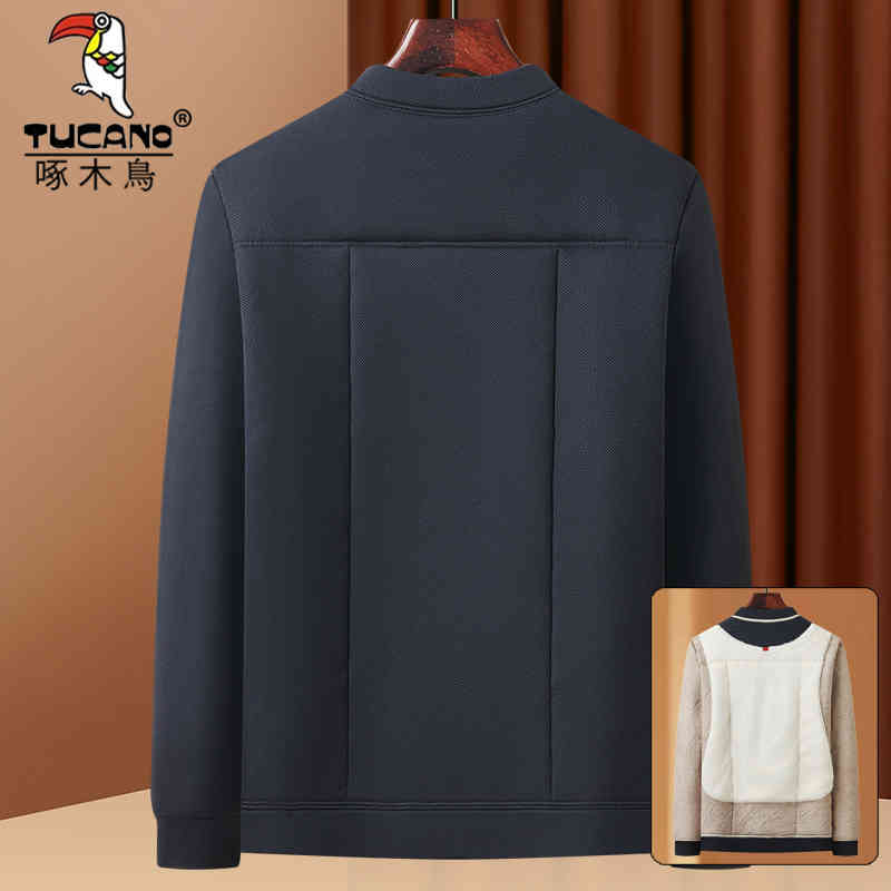 啄木鸟中老年男士棉服爸爸外套加绒加厚老人爷爷冬季轻便保暖衣外高清大图