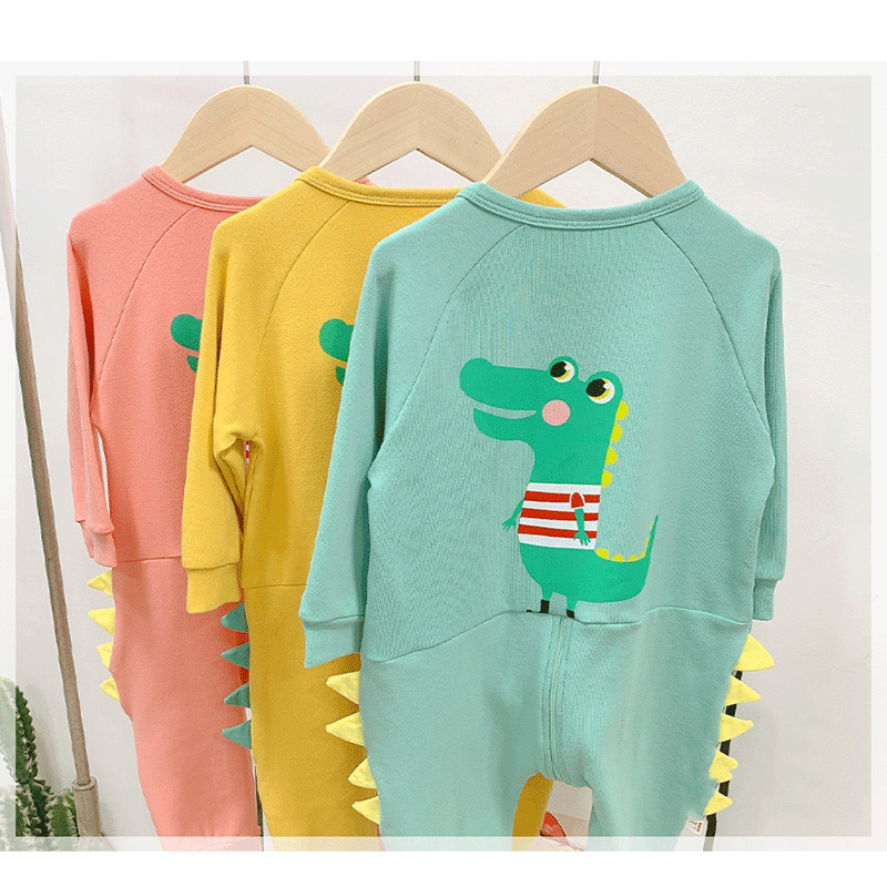 智扣儿童连体睡衣春秋男女童睡袋恐龙睡衣宝宝爬服可爱家居服