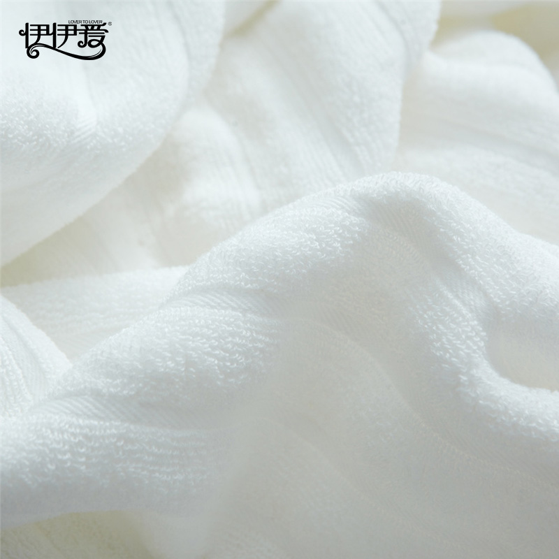 伊伊爱 YBH25222 波浪风抗菌防螨毛巾 白色高清大图