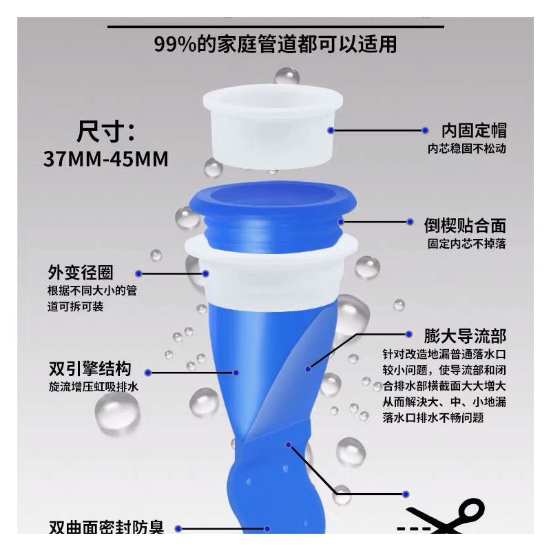下水管地漏硅胶芯防虫防臭器卫生间下水道密封圈防臭芯厕所防反味