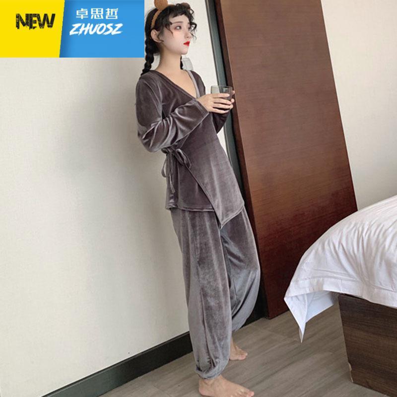 卓思哲 Zhuosizhe 家居服 睡衣睡衣女春秋长袖金丝绒和服韩版冬v领性感甜美可爱学生家居服套装卓思哲 价格图片品牌报价 苏宁易购洞朗服饰专营店