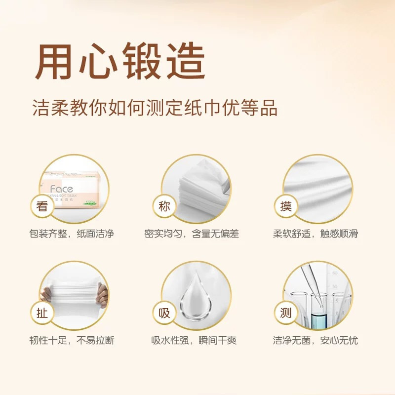 洁柔抽纸100抽4包纸巾卫生纸手纸餐巾面巾纸家用整箱实惠装纸抽高清大图