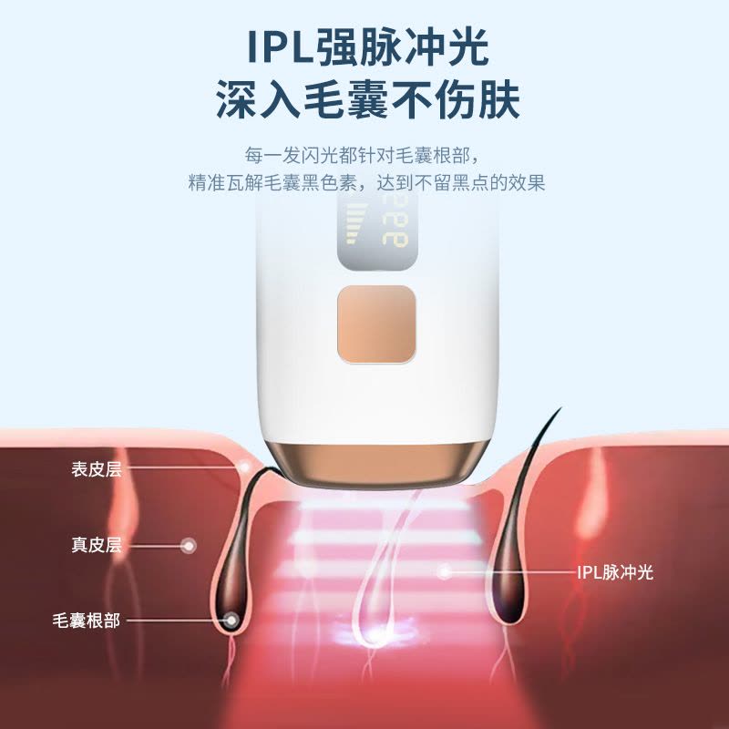 韩国久妮IPL强脉冲脱毛仪腋毛腿毛唇毛私密毛发脱毛神器冰感脱毛