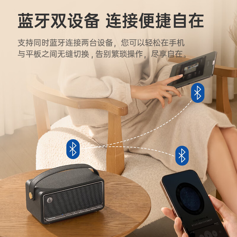 漫步者(EDIFIER)M285复古便携蓝牙音箱 蓝牙5.4 手提音箱 家庭户外音箱 长续航 贝母白高清大图