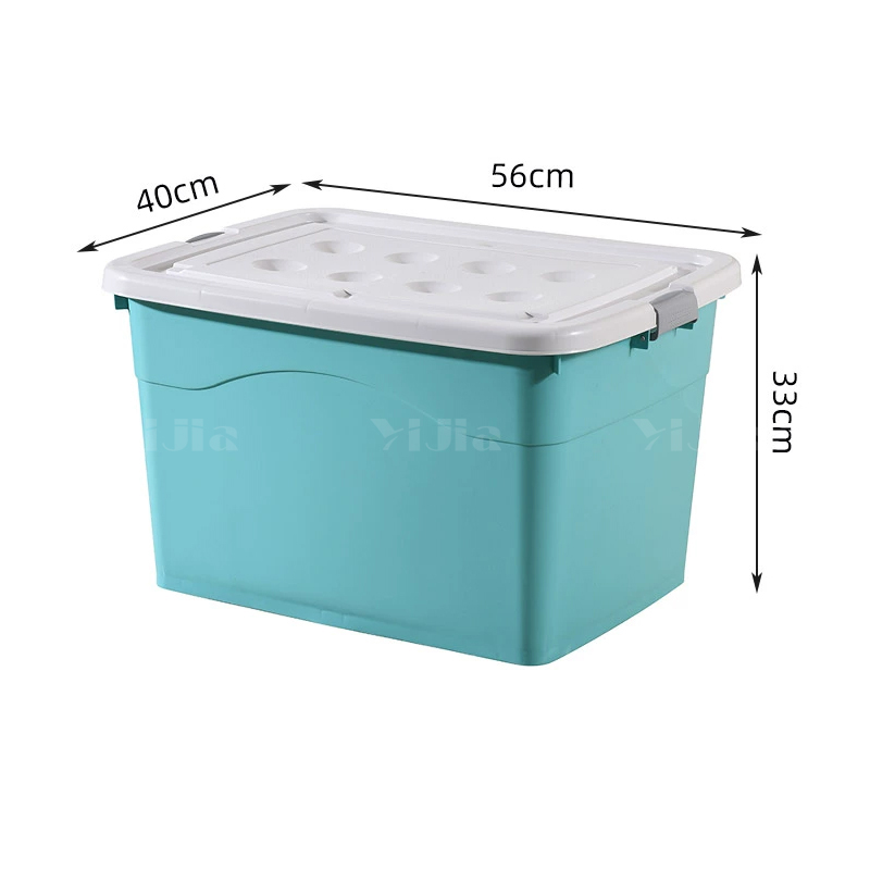 翌嘉YJ4120508 塑料收纳箱带盖子储物整理箱存放箱 绿色 560*400*330高清大图