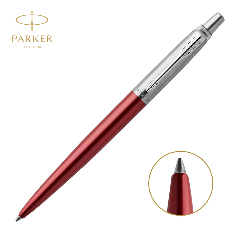 派克PARKER 签字笔 乔特肯辛顿红白夹凝胶水笔 中性笔 学生办公日常书写按动式原子笔0.55mm黑笔芯