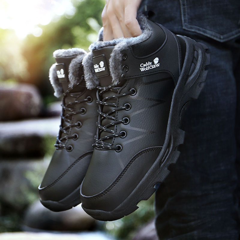 g55黑色 防水棉鞋款[加绒] 39 冬天加绒加厚保暖高帮棉鞋男士中年爸爸