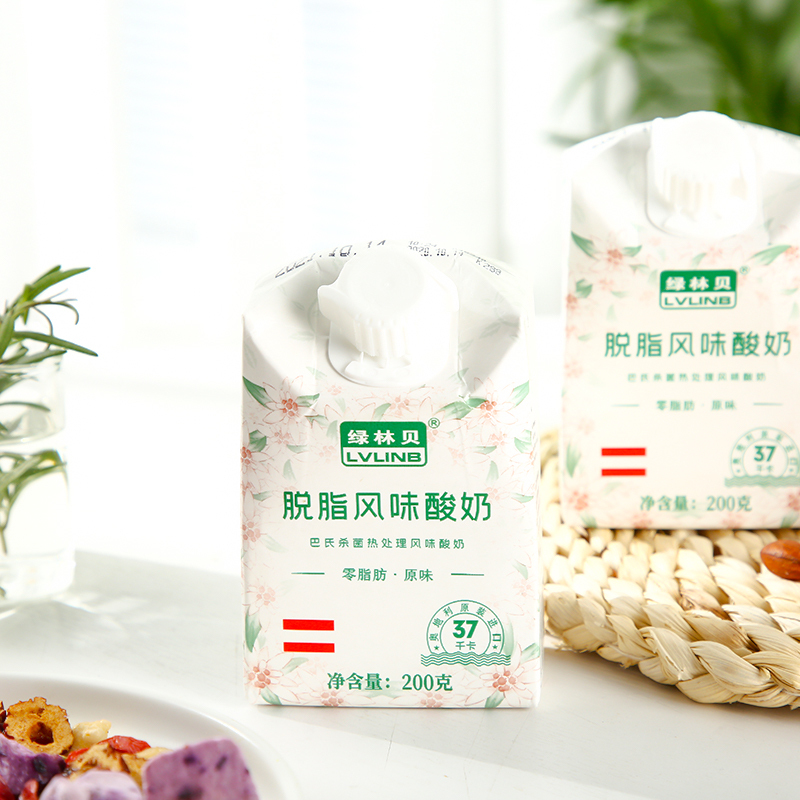 绿林贝进口常温原味脱脂酸奶 无脂肪0蔗糖低脂0脂肪整箱200g*12瓶
