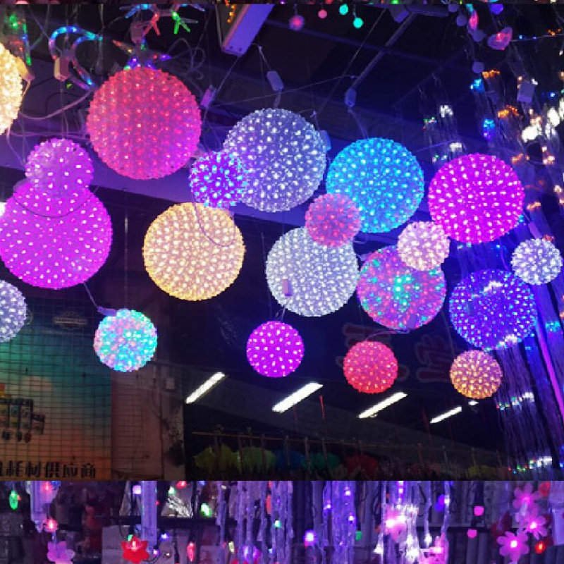 LED彩灯闪灯串灯花球灯樱花球灯梅闪电客花绣球圣诞广场招牌装饰头