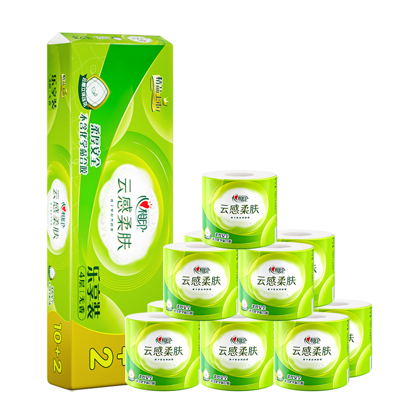 心相印BT5612云感160克12粒装四层立体压花卷筒卫生纸