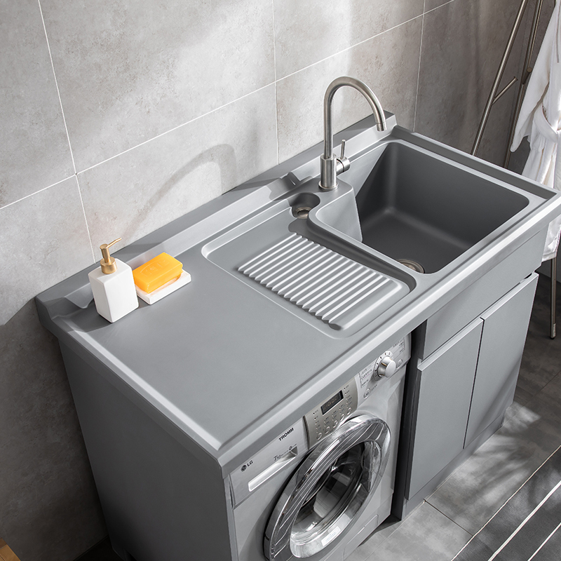 苏宁放心购阳台洗衣机柜洗衣台带搓板一体伴侣浴室柜定制户外石材洗衣