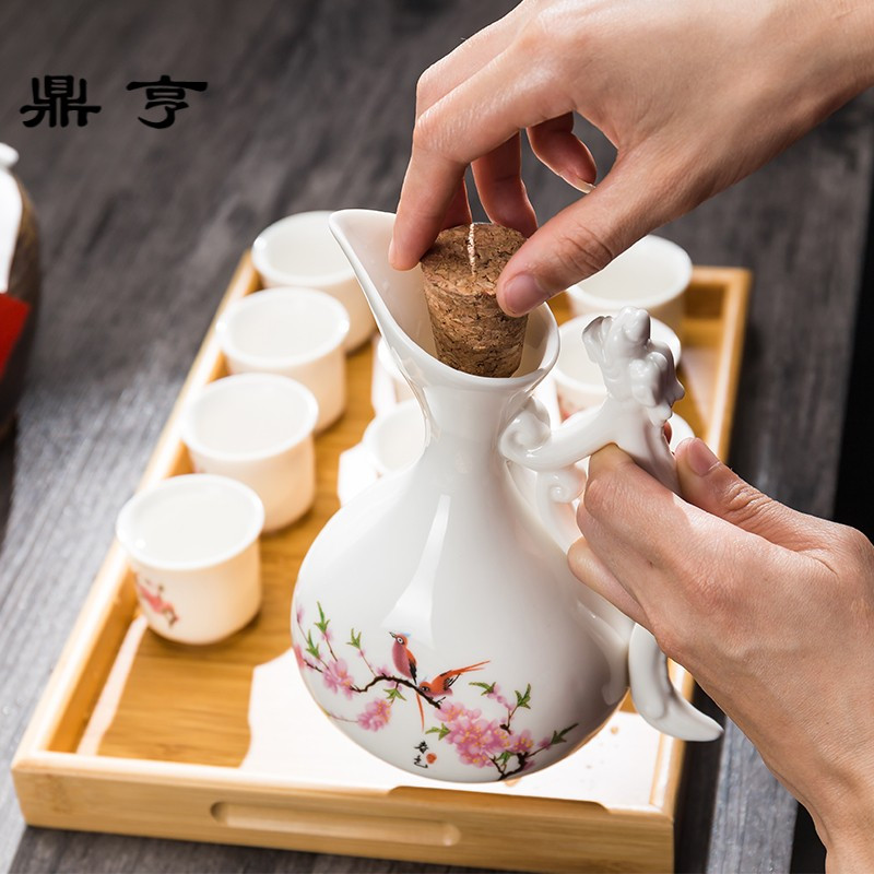 鼎亨复古风酒具套装一口酒杯白酒壶陶瓷中式家用分酒器