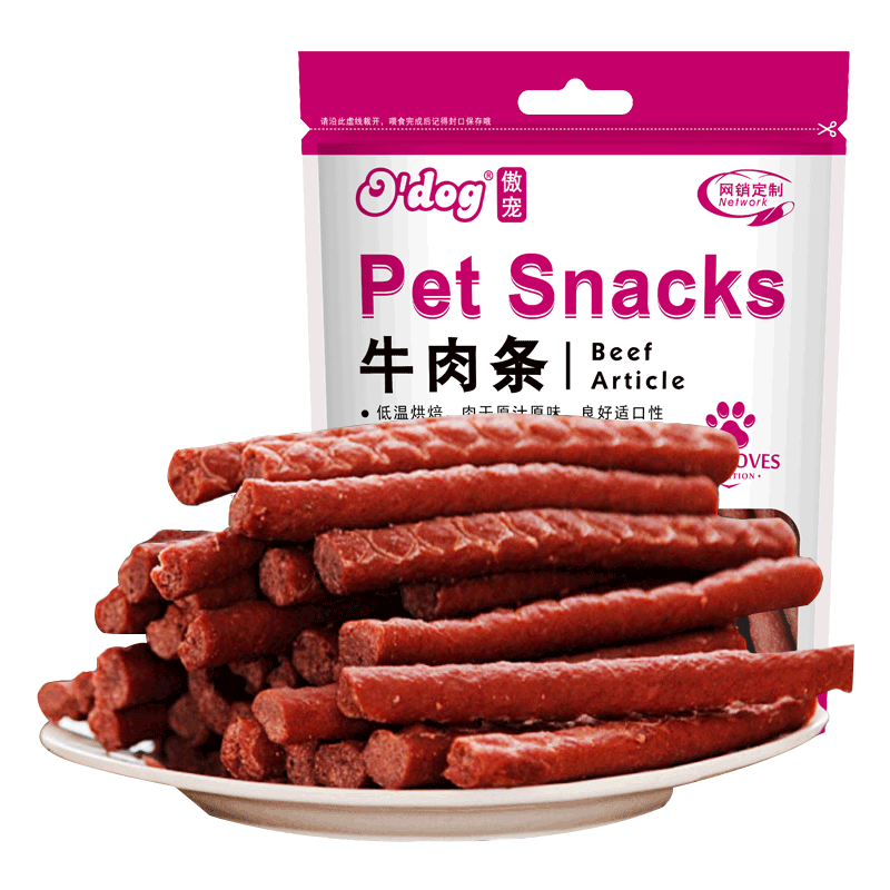 傲宠o’dog狗零食美味牛肉条400g宠物零食泰迪比熊金毛训练奖励牛肉味零食高清大图