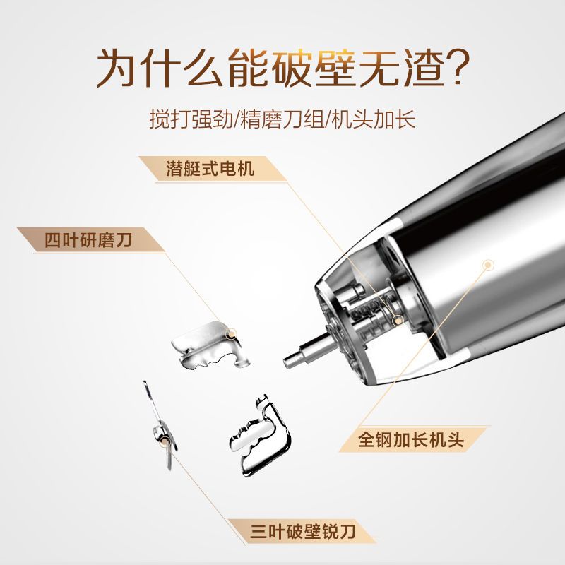 新款豆浆机家用全自动加热免煮免滤破壁多功能米糊-1.2升|不锈钢色(可预约+升级2万转+全钢)
