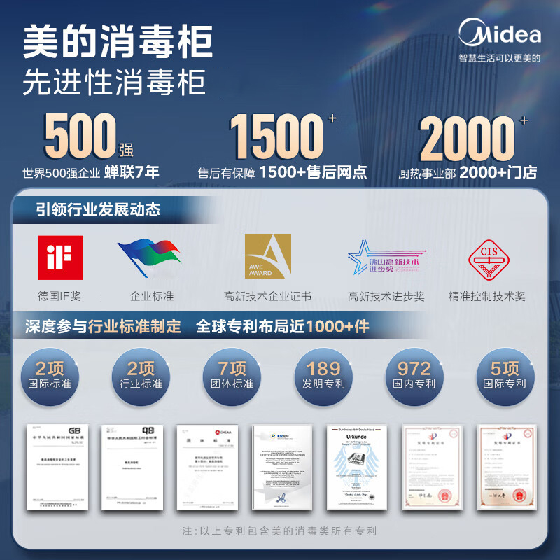 美的(Midea)消毒柜家用 立式消毒碗柜 厨房婴儿餐具碗筷储存 大容量二星高温消毒烘干杀菌XC66 [94L大容量]高清大图